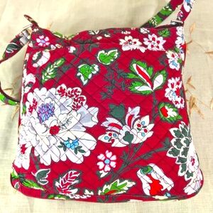 Vera Bradley triple hipster crossbody bag.Bordeaux Blooms. Washable lightweight.